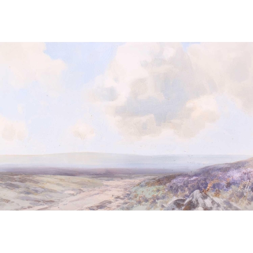 38 - Frederick John Widgery (1861-1942), 'A Moorland Road, West Lydford, Dartmoor', watercolour heightene... 