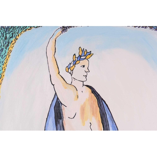 40 - Marinela Marin (b.1981) 'Apollo, God at Palácio dos Marqueses de Froteira [Lisbon], unframed oil on ... 