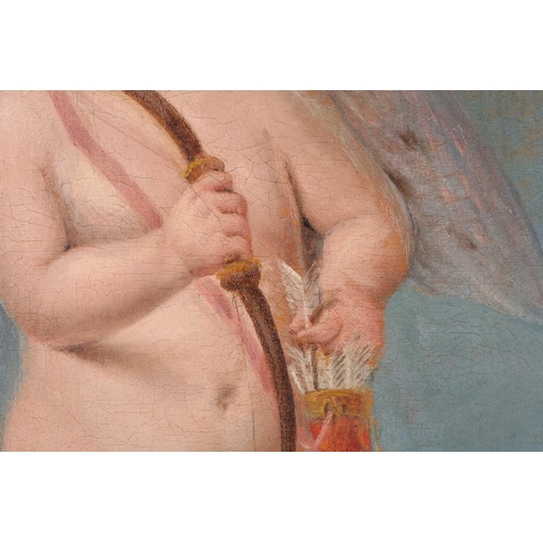 44 - 20th century school, a naive portrait of Cupid, oil on canvas, 75 cm x 55 cm in a gilt frame.