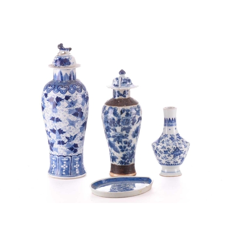 71 - A small collection of mostly Chinese blue and white 19th /20th-century porcelain including a baluste... 