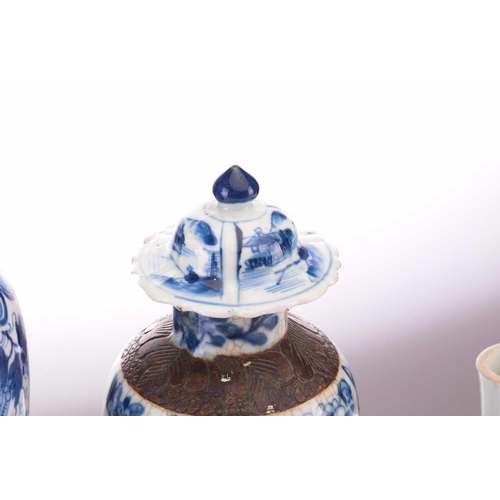 71 - A small collection of mostly Chinese blue and white 19th /20th-century porcelain including a baluste... 