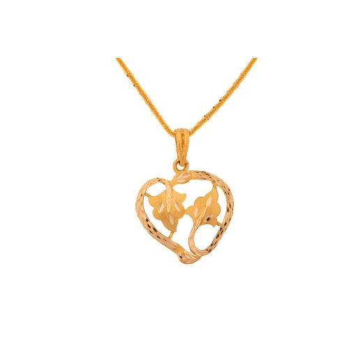 17 - A heart pendant on chain and a bracelet with heart charm; The pendant comprises two stylised leaves ... 