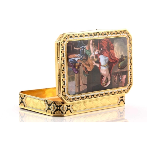 192 - An early 19th century Swiss gold and enamel snuff box, by Guidon, Gide & Blondet Fils, Geneva, 1801-... 