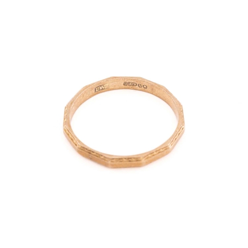 21 - A 22ct gold wedding band and a 9ct gold ring; a plain D-section band in 22ct yellow gold, London hal... 