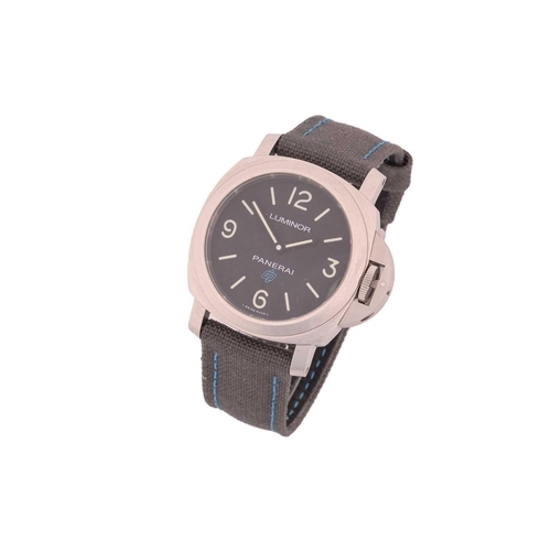 A Panerai Luminor Base Logo 44mm wristwatch featuring a hand