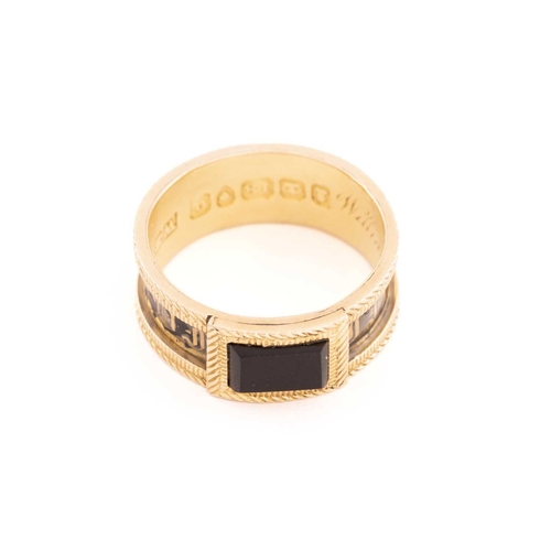 35 - Two 19th-century gem-set mourning rings; to include an 18ct yellow gold ring comprising a rectangula... 