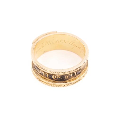 35 - Two 19th-century gem-set mourning rings; to include an 18ct yellow gold ring comprising a rectangula... 