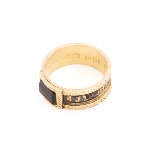 35 - Two 19th-century gem-set mourning rings; to include an 18ct yellow gold ring comprising a rectangula... 