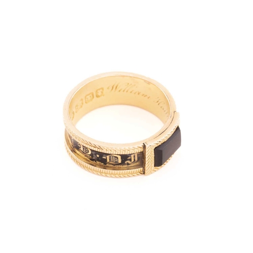 35 - Two 19th-century gem-set mourning rings; to include an 18ct yellow gold ring comprising a rectangula... 