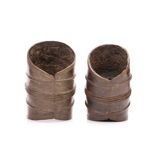 106 - Two Ekonde/Ekonda bronze currency bangles, Democratic Republic of Congo, each cast with annulated ba... 