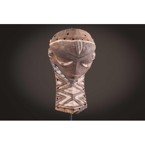 61 - Three Zimba masks, Democratic Republic of Congo, painted in coloured pigments, 29.5cm - 42.5cm; and ... 