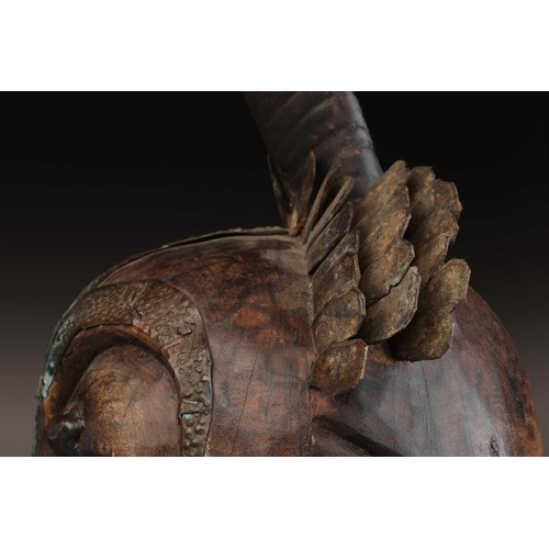 62 - Two Songye community power figures, Mankisi, with horn charge and embedded metal blades to the head,... 