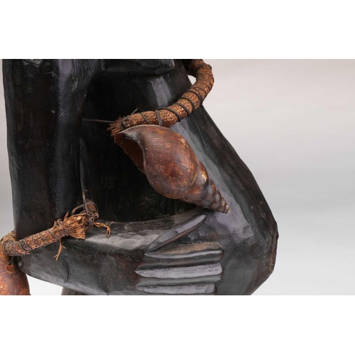 62 - Two Songye community power figures, Mankisi, with horn charge and embedded metal blades to the head,... 