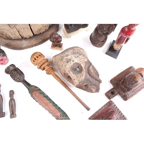 77 - A collection of Indonesian and Indian carved wood anthropomorphic and zoomorphic figures, to include... 
