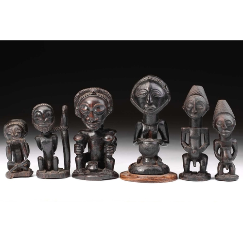 88 - A group of Luba/Hemba figures, Democratic Republic of Congo, comprising two Janus figures, the femal... 