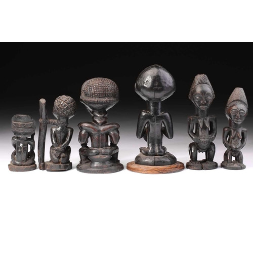 88 - A group of Luba/Hemba figures, Democratic Republic of Congo, comprising two Janus figures, the femal... 