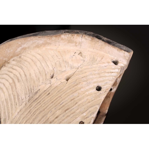 89 - A Songye Kikashi kifwebe, Democratic Republic of Congo, with fine incised linear carving and protrud... 