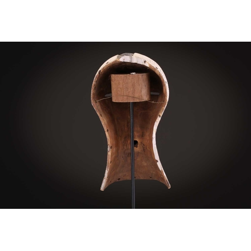 90 - Two Songye/Luba female Bifwebe masks, Bikashi, each with fine linear decoration, the eyes, nose and ... 