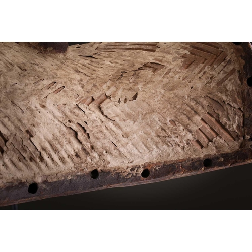 94 - Two Songye Bilume Kifwebe, Democratic Republic of Congo, each with a short pointed crest and oversiz... 