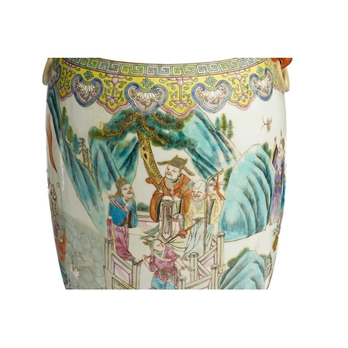 118 - A large Chinese famille rose porcelain vase, painted with the eight immortals and attendants in a mo... 