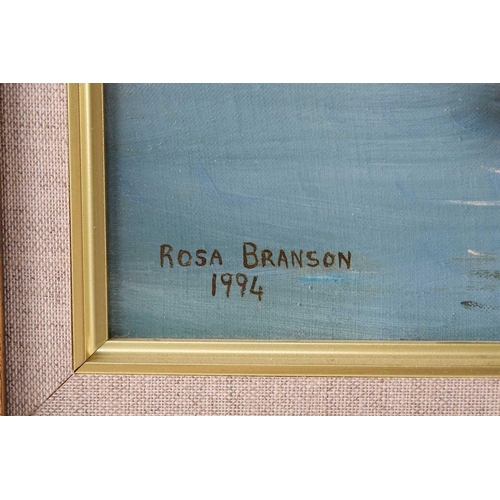 12 - † Rosa Branson (b.1933), a galleon amongst icebergs, signed and dated ’94, oil on canvas, 52 cm x 74... 