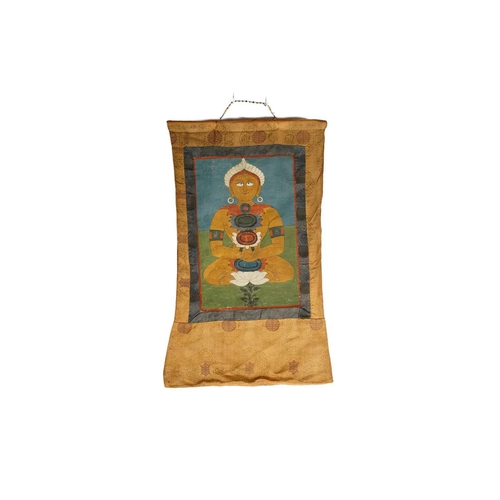 120 - A Burmese medecine thangka, early 20th century, gouache on silk, image 44cm x 29.5cm