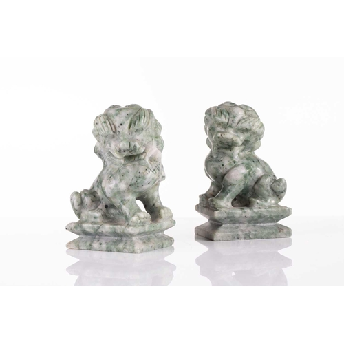 182 - A Chinese apple green jade censor, 20th century, the cover with lion finial, with lion mask and capt... 