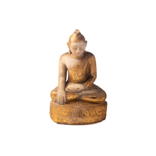 186 - A Burmese Buddha, 19th /20th century, seated in dyanasana, the hands in bhumisparsha, the base with ... 