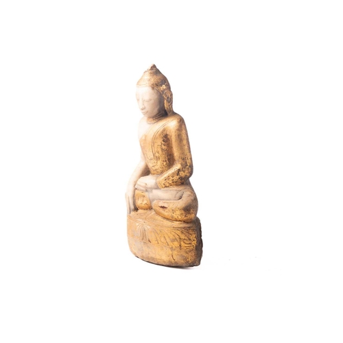 186 - A Burmese Buddha, 19th /20th century, seated in dyanasana, the hands in bhumisparsha, the base with ... 