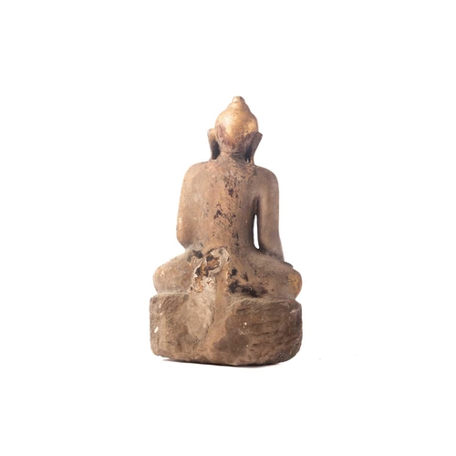 186 - A Burmese Buddha, 19th /20th century, seated in dyanasana, the hands in bhumisparsha, the base with ... 