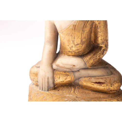 186 - A Burmese Buddha, 19th /20th century, seated in dyanasana, the hands in bhumisparsha, the base with ... 