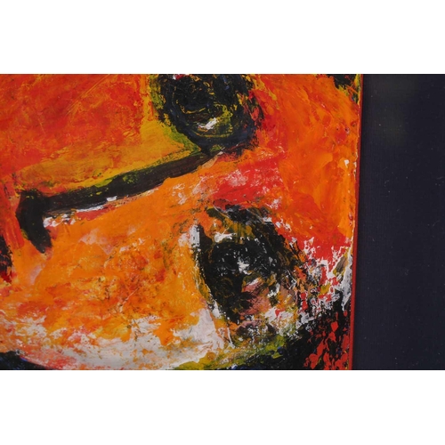 19 - Rebwar (20th century) Kurdish, abstract faces, oil on board, 44 cm x 32 cm glazed in a box frame.