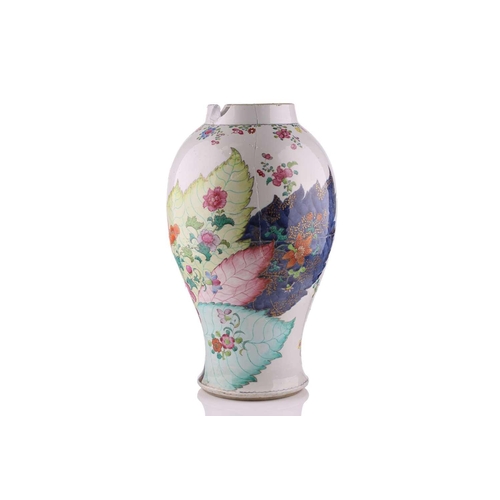 191 - A large Chinese Tobacco leaf pattern vase & cover, Qing, 18th century, 46cmExtensive damage througho... 