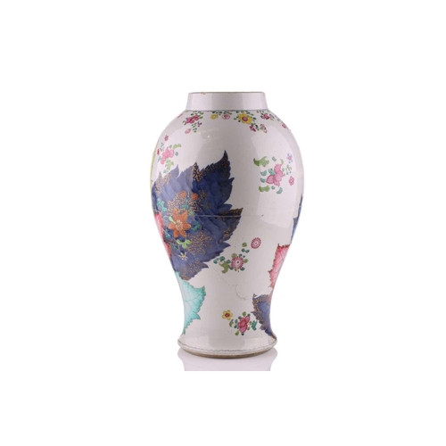 191 - A large Chinese Tobacco leaf pattern vase & cover, Qing, 18th century, 46cmExtensive damage througho... 