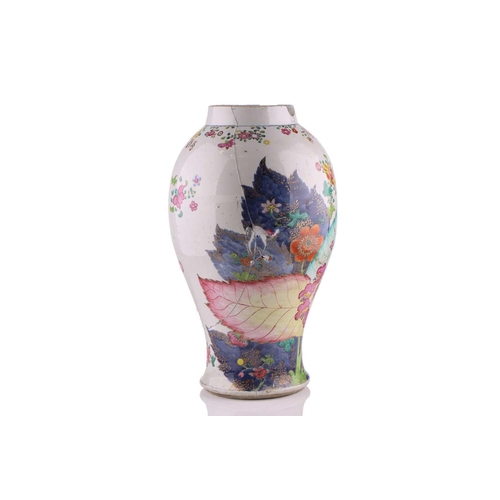 191 - A large Chinese Tobacco leaf pattern vase & cover, Qing, 18th century, 46cmExtensive damage througho... 