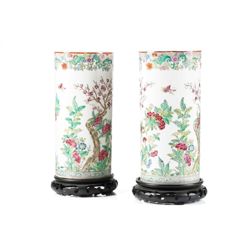 192 - A collection of Chinese porcelain, 19th & 20th century, compromising a pair of spill vases with moul... 