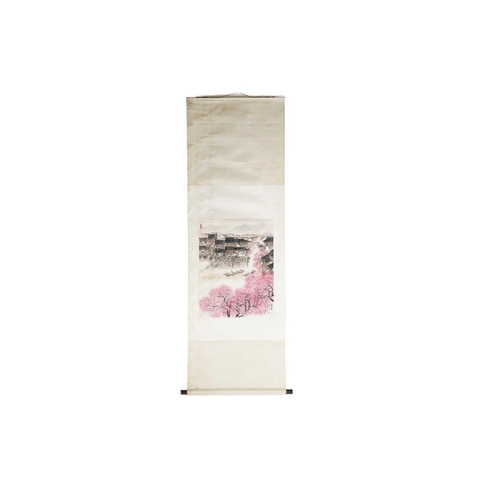 197 - A Chinese hanging scroll, New Year - Suzhou water town, signed Wen Zhi and dated 1964, watercolour o... 