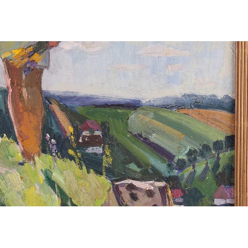 2 - C Penky (20th century), children on hill, oil on canvas, signed to lower left corner, 74 cm x 69 cm ... 