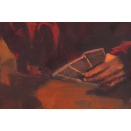 23 - 20th century British school, 'The Card Player', oil on canvas, indistinctly signed to lower right co... 