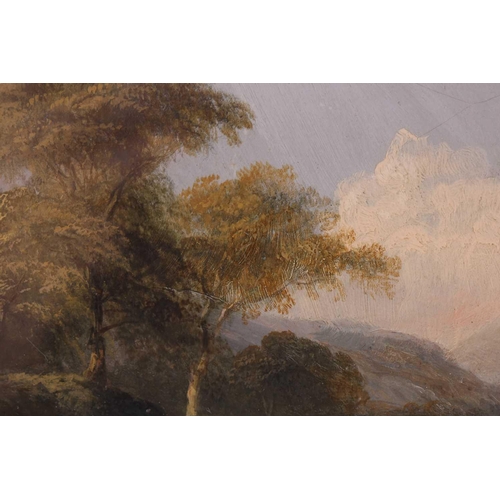 27 - Attributed to George Vicat Cole R.A. (1833-1893), a river in a mountainous landscape, oil on card?, ... 