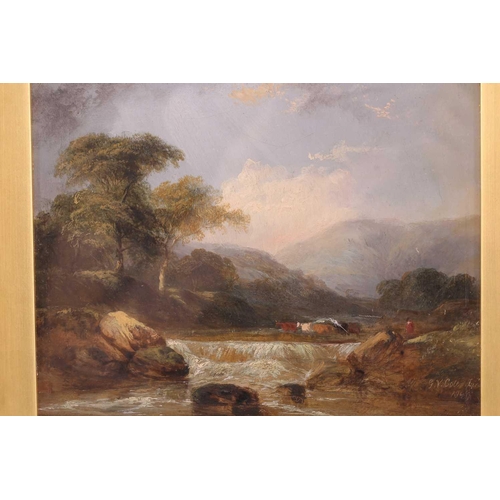 27 - Attributed to George Vicat Cole R.A. (1833-1893), a river in a mountainous landscape, oil on card?, ... 