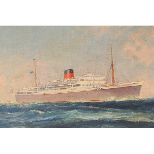 28 - Frank H Mason (1876-1975), 'R.M.S. Pretoria Castle' ,with applied mount label, '28,705 gross tons, (... 