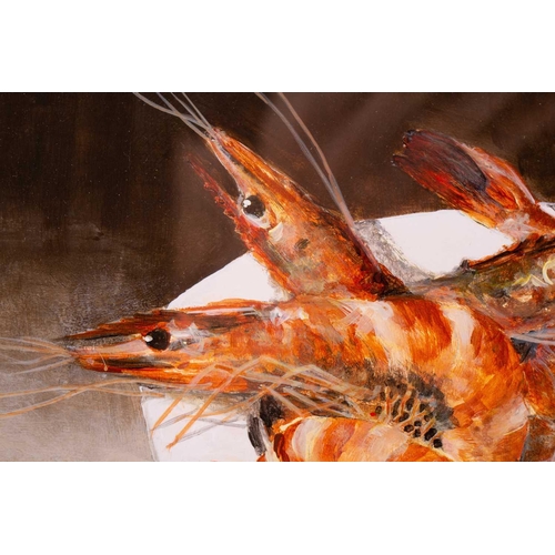 3 - † Leslie Gooday (1921-2013), 'Prawns', acrylic on card, signed to lower right corner, 25 cm x 33.5 c... 