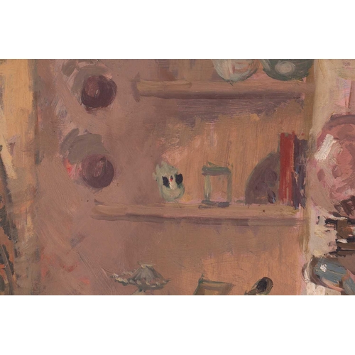 31 - † Patricia Algar (1939-2013), 'Richard Jack in an Interior', signed and dated 1961, oil on board, in... 