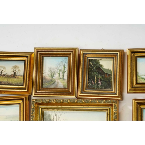 33 - † Robert Hughes RMS (b.1934), a collection of thirteen miniature oils, pastoral scenes and landscape... 