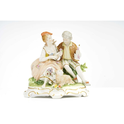 332 - A late 19th century Continental porcelain figure of an 18th century 