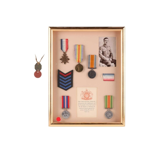 356 - A framed set of First and Second World War medals to R A F Chown, service no.1473784, including his ... 