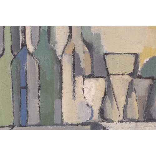 36 - Weller (20th century), abstract study of a bar, acrylic on canvas, signed to lower right corner, 59 ... 