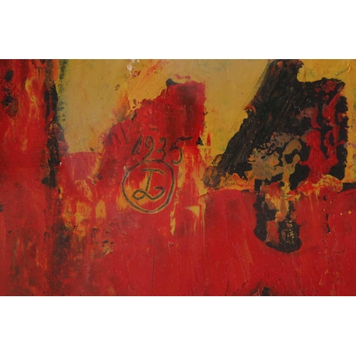 5 - Early 20th century school, abstract study in colours, oil, monogrammed and dated 1935, oil on board,... 