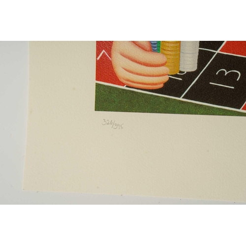 50 - † Beryl Cook (1926-2008), 'Roulette', limited edition coloured print, no. 326/395, titled and signed... 